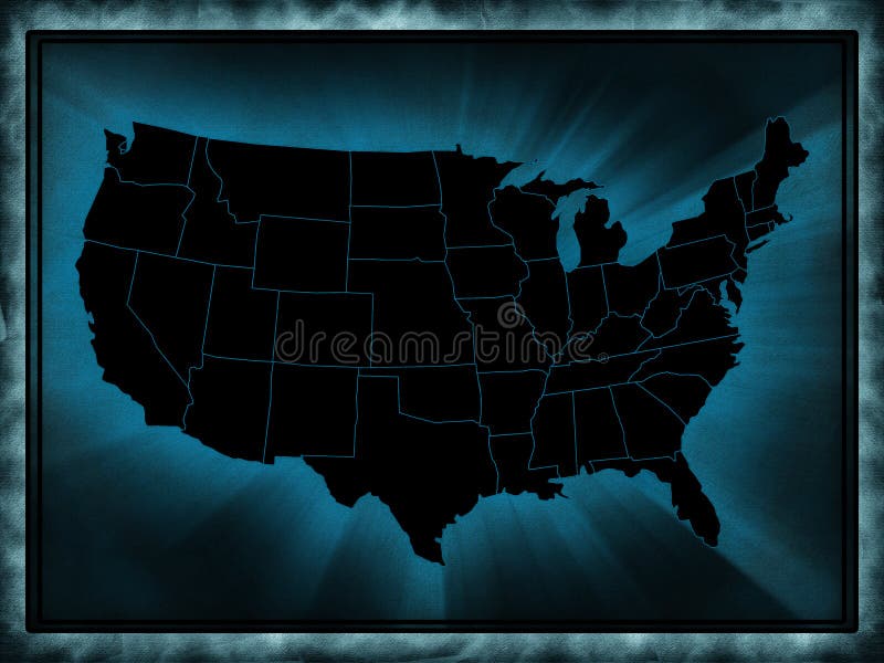 USA map in the blue style. USA map in the blue style