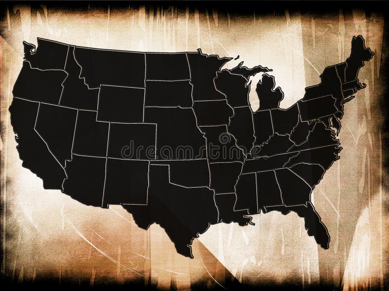 Map of USA in the old texture. Map of USA in the old texture