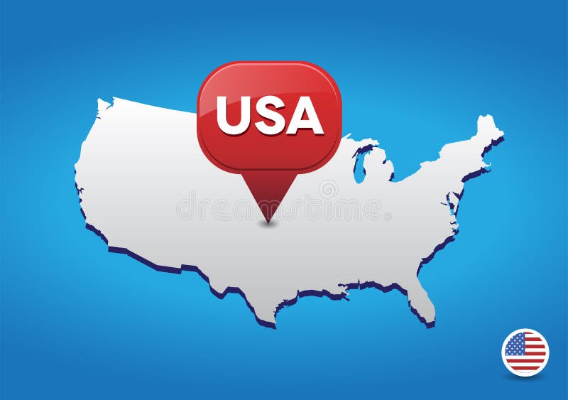 Map of USA with red pointer vector. Map of USA with red pointer vector
