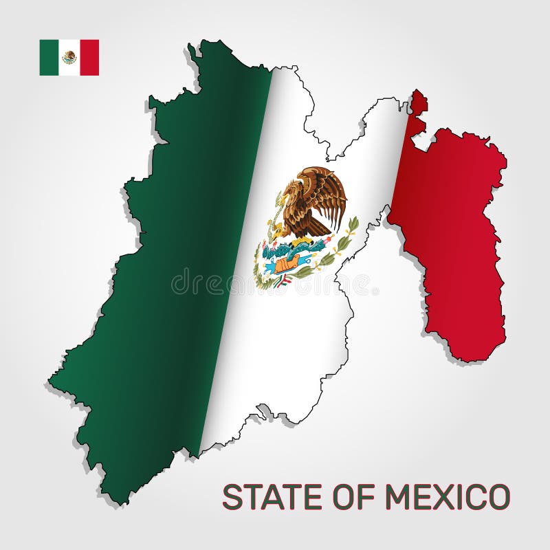 Mapa Vectorial Del Estado De México Combinado Con Ondear Bandera