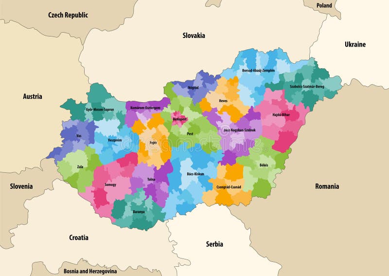 colorida Portugal mapa com regiões e a Principal cidades. vetor