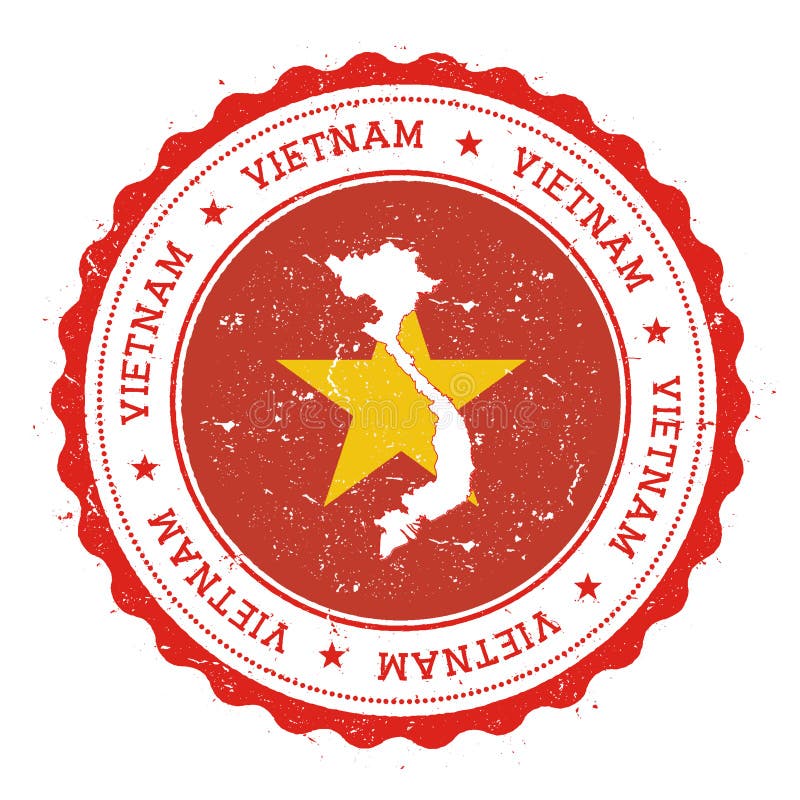 Mapa y bandera de Vietnam en sello de goma del vintage de ilustración del vector Mapa y bandera de Vietnam en sello de goma del vintage de ilustración del vector