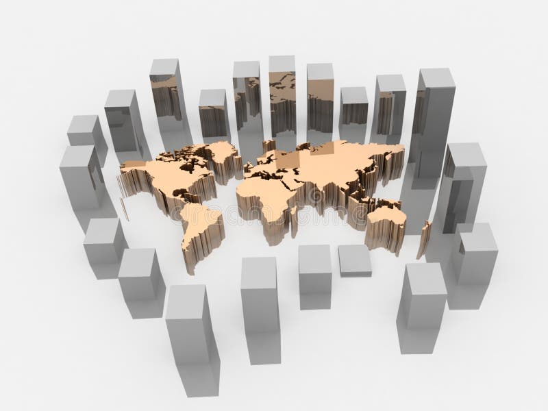 World map 3D abstract background. World map 3D abstract background