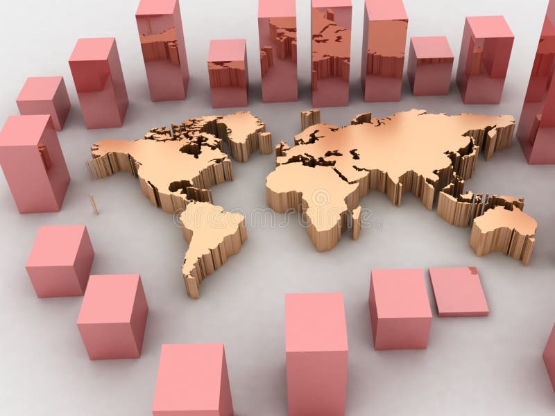 World map 3D abstract background. World map 3D abstract background