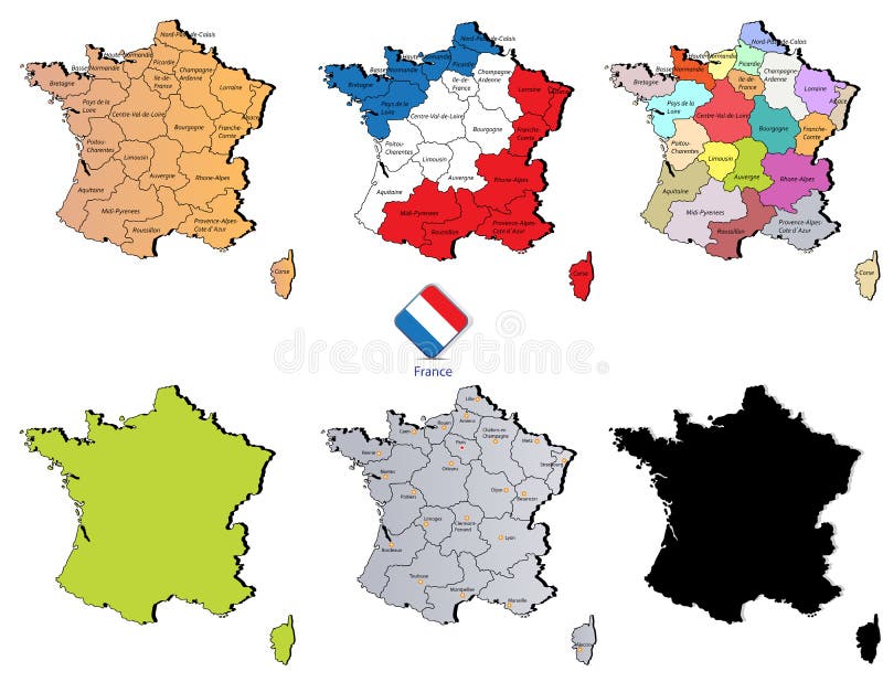 França simplificou o mapa ilustração do vetor. Ilustração de conceptual -  100123417