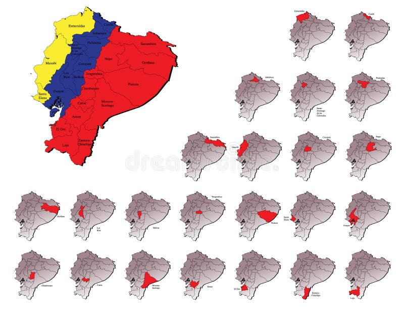 Mapas De Las Provincias De Ecuador Ilustración Del Vector Ilustración