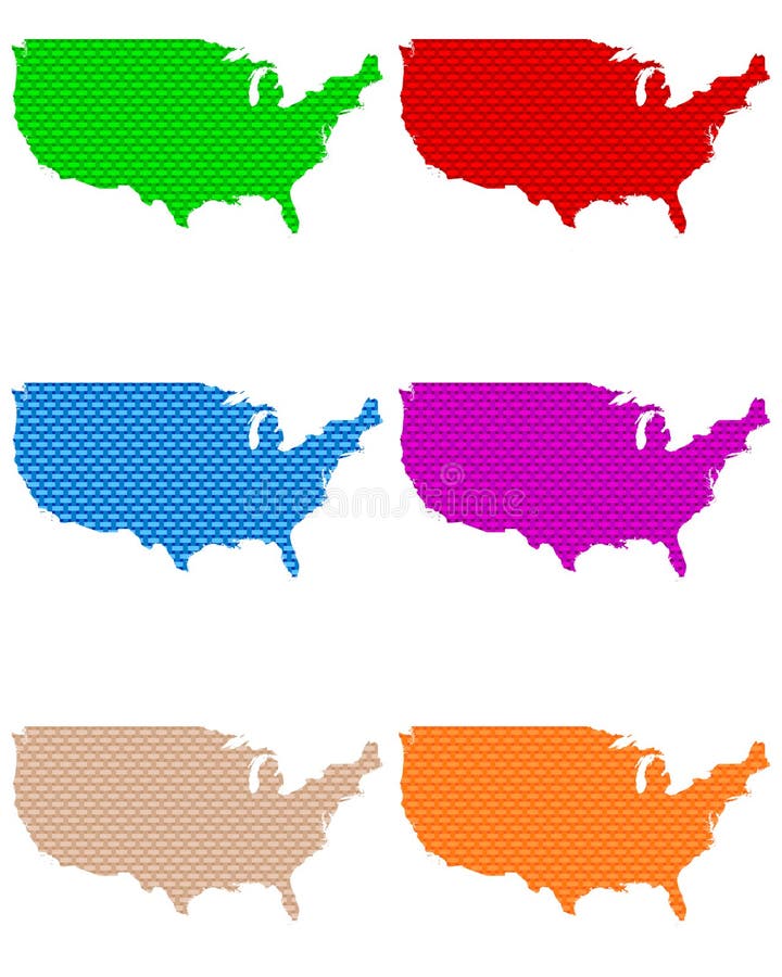 Mapas do grosseiro dos EUA engrenado ilustração stock Mapas do grosseiro dos EUA engrenado ilustração stock