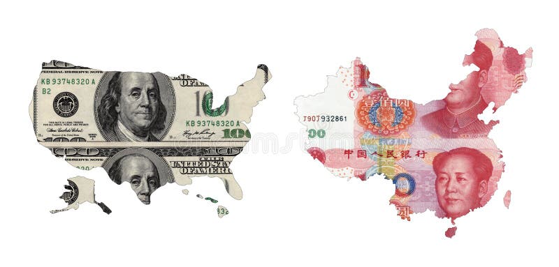 Mapas dos EUA e da China foto de stock