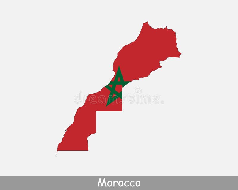 Mappa Bandiera Marocco. Mappa Del Regno Del Marocco Con La