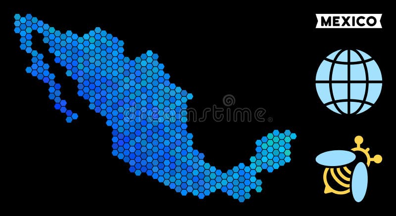 Mappa blu del Messico di esagono illustrazione vettoriale Mappa blu del Messico di esagono illustrazione vettoriale