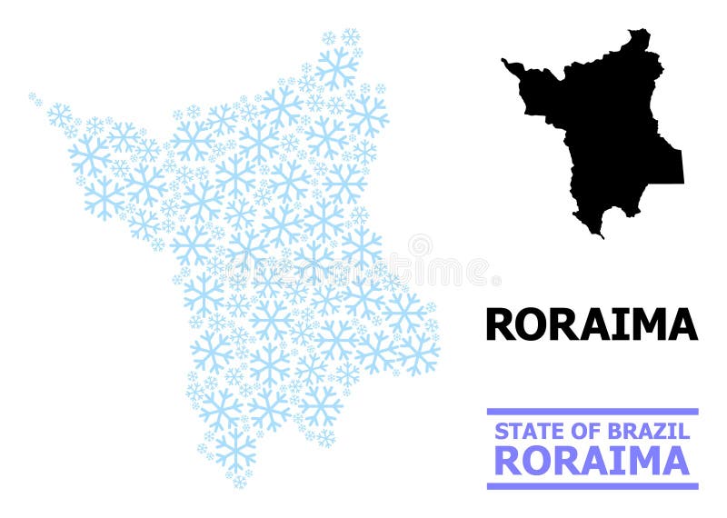 Mappa collage di natale dello stato di roraima dei fiocchi di neve royalty illustrazione gratis