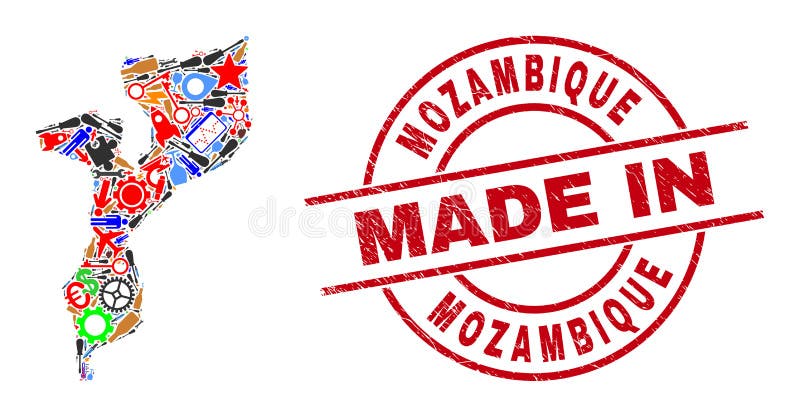 Mappa del collage scolastico in mozambico e realizzata in filigrana royalty illustrazione gratis