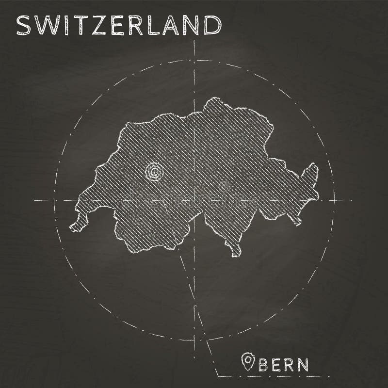 Mappa del gesso della Svizzera con la profonda mano del capitale royalty illustrazione gratis Mappa del gesso della Svizzera con la profonda mano del capitale royalty illustrazione gratis