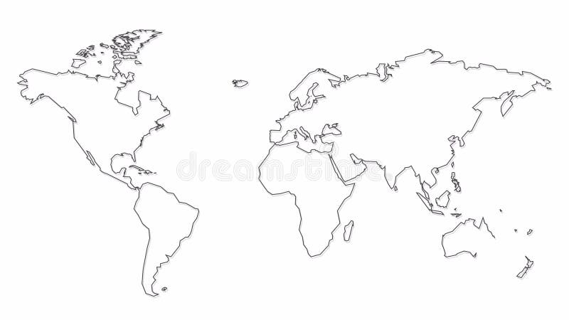 Mappa del mondo in bianco disegnata a mano isolata su sfondo bianco moderno concetto di business astratto