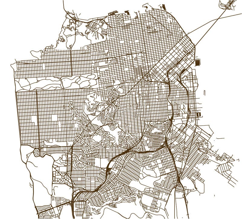 Mappa della città di San Francisco, U.S.A. illustrazione di stock Mappa della città di San Francisco, U.S.A. illustrazione di stock