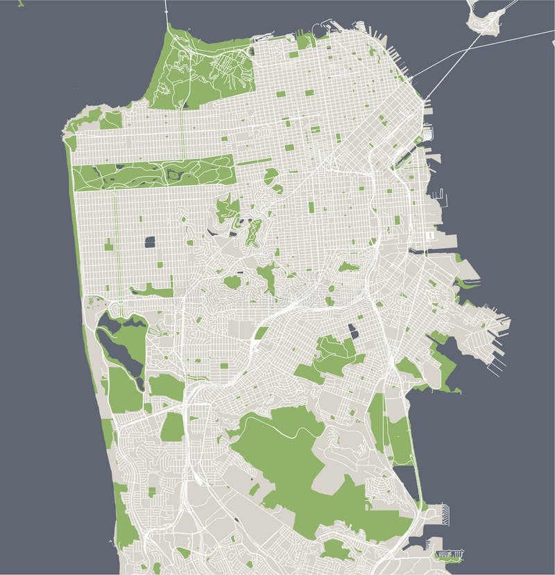 Mappa della città di San Francisco, U.S.A. illustrazione vettoriale Mappa della città di San Francisco, U.S.A. illustrazione vettoriale