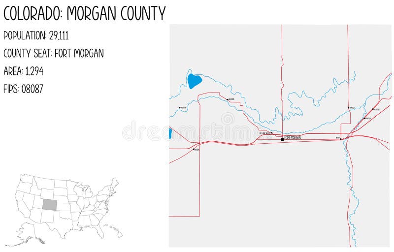 Large and detailed map of Morgan County in Colorado, USA. Large and detailed map of Morgan County in Colorado, USA