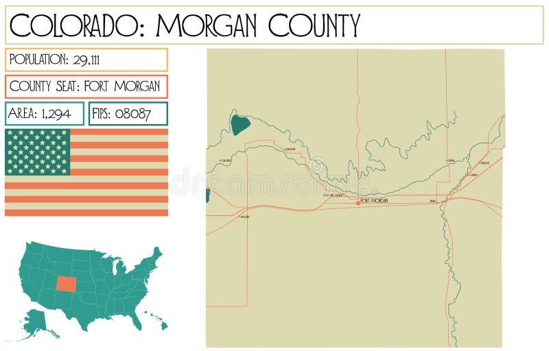 Large and detailed map of Morgan County in Colorado USA. Large and detailed map of Morgan County in Colorado USA