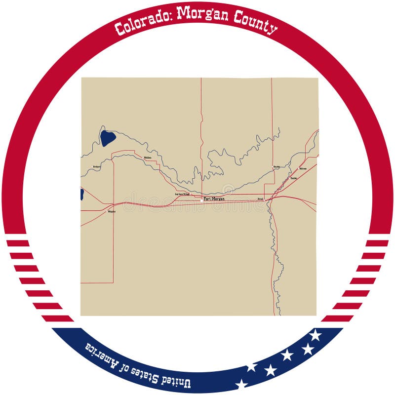 Map of Morgan County in Colorado, USA arranged in a circle. Map of Morgan County in Colorado, USA arranged in a circle