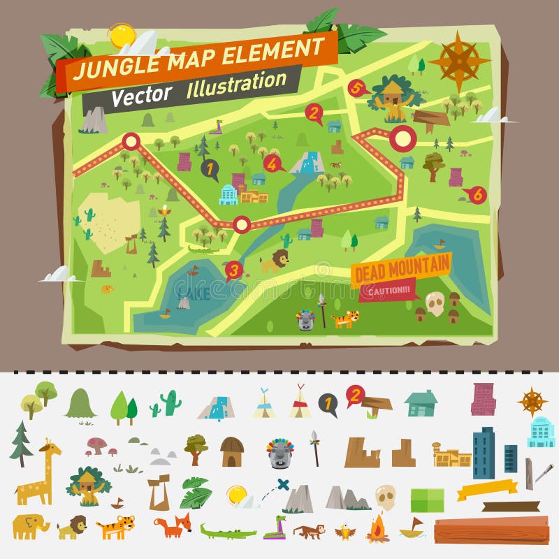 Mappa della giungla con gli elementi grafici -