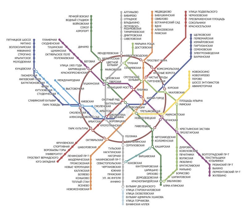 Mappa della metropolitana di Mosca illustrazione di stock Mappa della metropolitana di Mosca illustrazione di stock