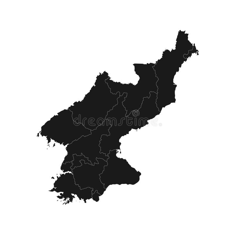 Mappa della provincia della corea del nord evidenziazione del bianco contorno del colore di riempimento del colore illustrazione di stock