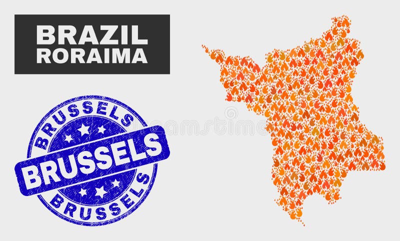Mappa dello Stato del Mosaico Roraima e croce di Bruxelles royalty illustrazione gratis