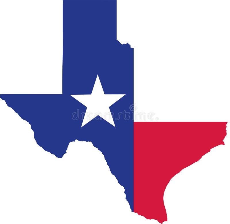 Mappa dello stato del Texas con la bandiera illustrazione di stock Mappa dello stato del Texas con la bandiera illustrazione di stock