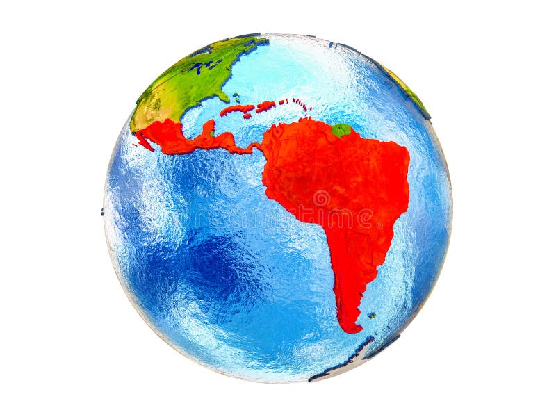 Mappa di America Latina su terra 3D isolata