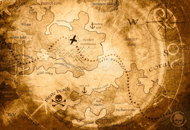 Mappa di caccia di tesoro royalty illustrazione gratis Mappa di caccia di tesoro royalty illustrazione gratis