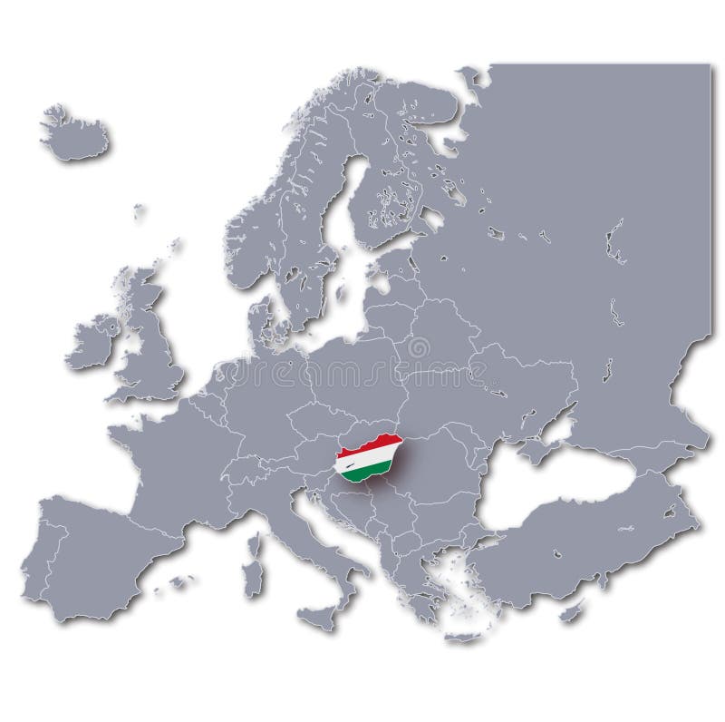 Mappa di Europa con l'Ungheria royalty illustrazione gratis Mappa di Europa con l'Ungheria royalty illustrazione gratis