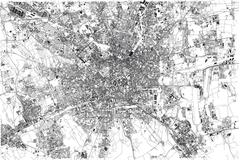 Mappa di Milano, città, Lombardia, Italia illustrazione di stock Mappa di Milano, città, Lombardia, Italia illustrazione di stock