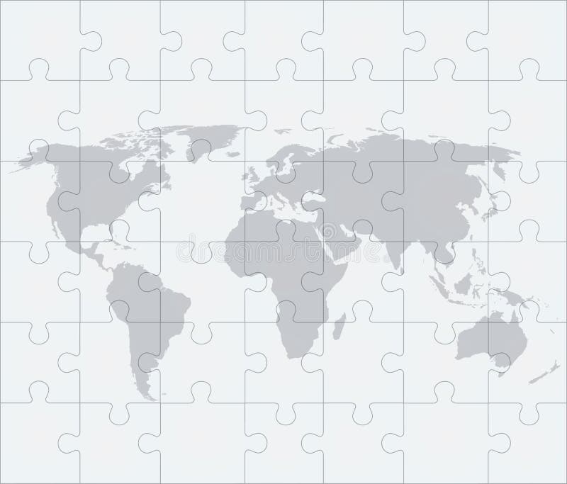 Mappa di mondo con dei puzzle illustrazione vettoriale Mappa di mondo con dei puzzle illustrazione vettoriale