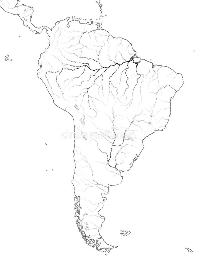 Mappa di mondo del SUDAMERICA: America Latina, Argentina, Brasile, Perù, Patagonia, Rio delle Amazzoni Grafico geografico
