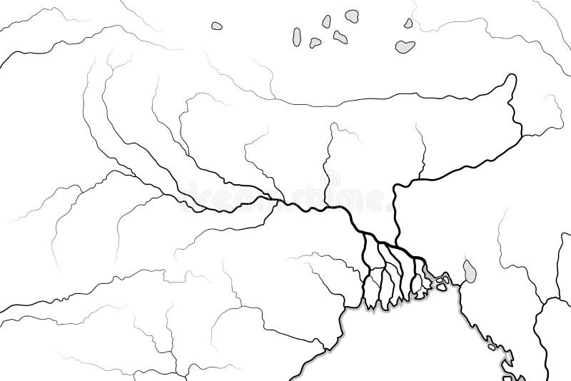 Mappa di mondo della valle & del delta del GANGE: L'India, Nepal, Bengala, Bangladesh Grafico geografico