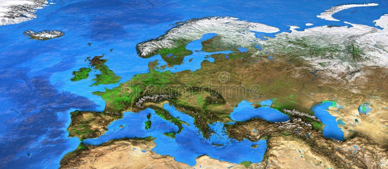 Mappa di mondo di alta risoluzione messa a fuoco su Europa