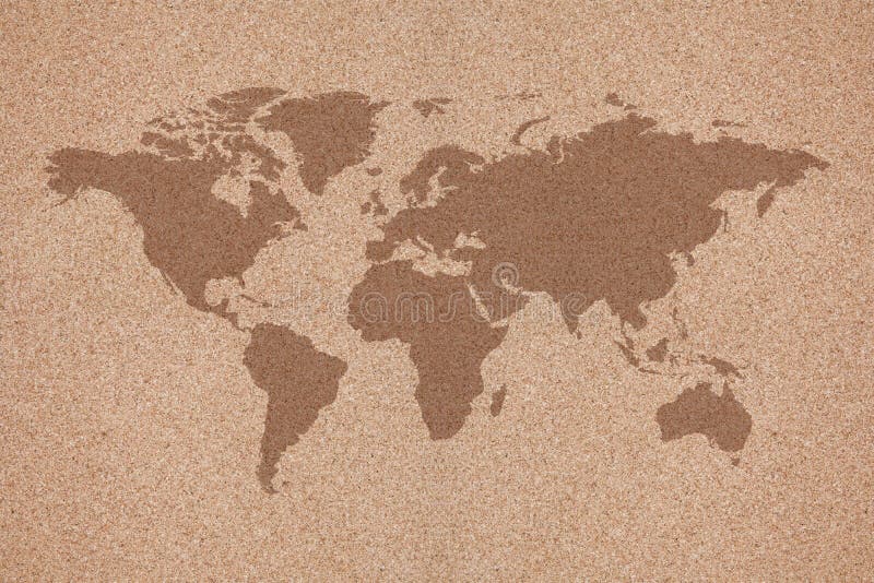 Mappa di mondo sul bordo del sughero fotografia stock libera da diritti