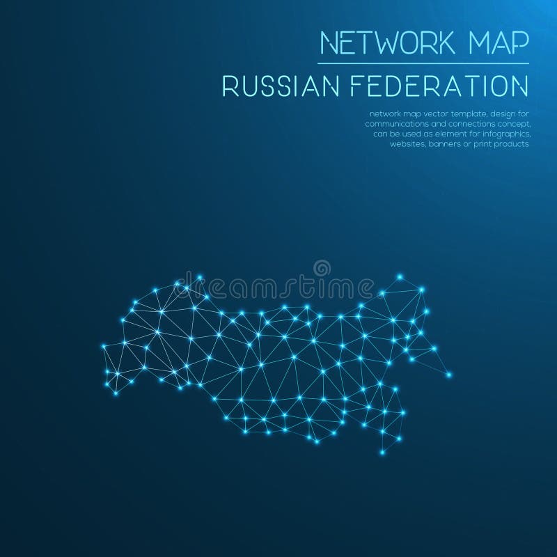 Russian Federation network map. Abstract polygonal map design. Internet connections vector illustration. Russian Federation network map. Abstract polygonal map design. Internet connections vector illustration.