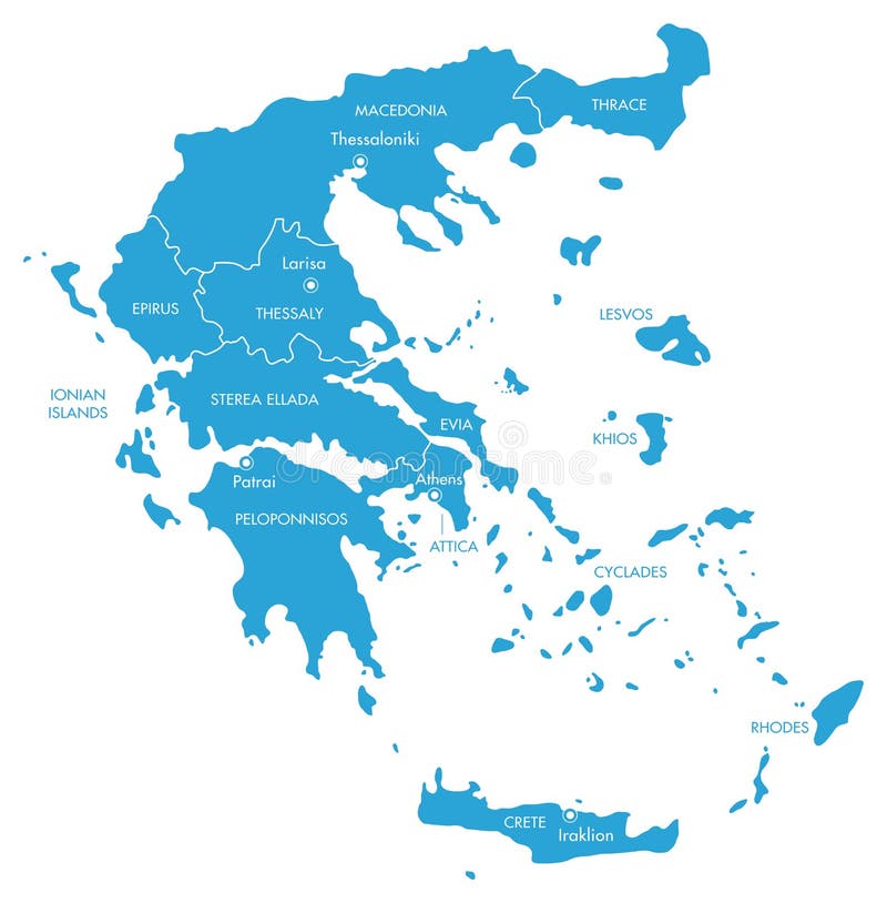 Mappa di vettore della Grecia con le regioni royalty illustrazione gratis Mappa di vettore della Grecia con le regioni royalty illustrazione gratis