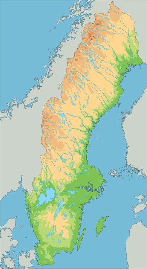 La Mappa Dettagliata Della Svezia Con Le Regioni O Stati E Città Capitale Divisione