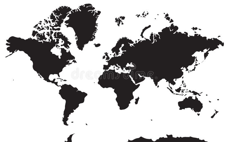 Mappa geografica in bianco e nero Continenti: L'Asia, Europa, Nort illustrazione di stock Mappa geografica in bianco e nero Continenti: L'Asia, Europa, Nort illustrazione di stock