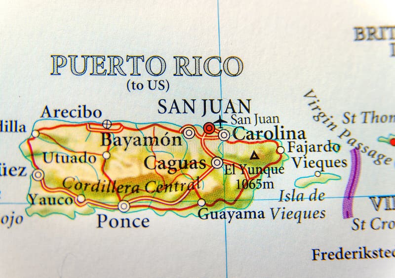 Mappa geografica del Porto Rico con capitale San Juan