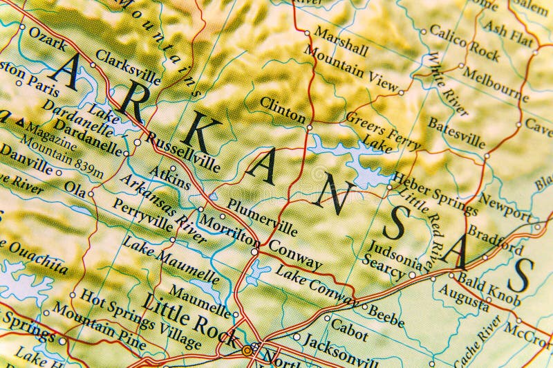 Mappa geografica della fine dell'Arkansas