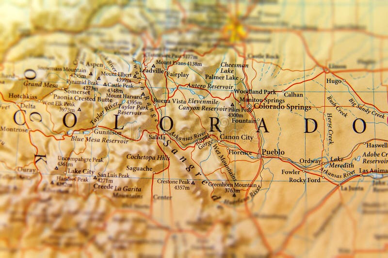 Mappa geografica della fine dello stato di Colorado