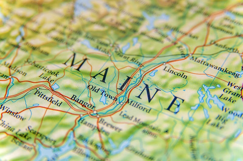 Mappa geografica della fine di Maine
