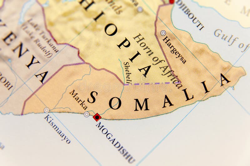 Mappa geografica della Somalia con le città importanti