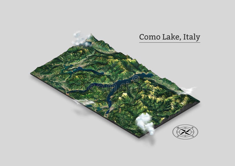 Mappa isometrica del lago Como, Italia illustrazione vettoriale Mappa isometrica del lago Como, Italia illustrazione vettoriale