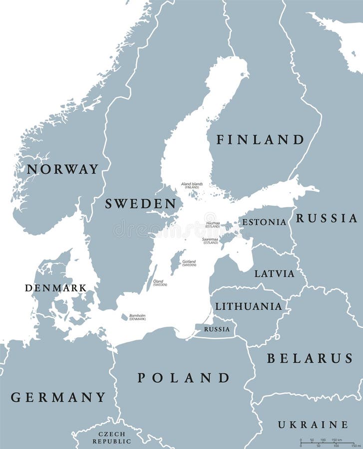 Mappa politica dei paesi di area del Mar Baltico