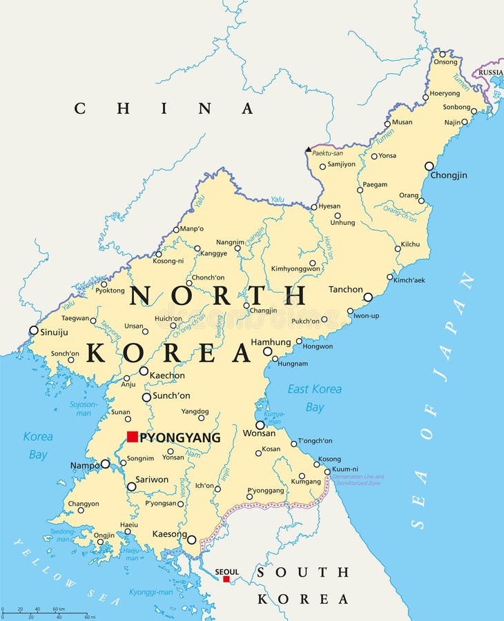 Mappa politica della Corea del Nord illustrazione di stock