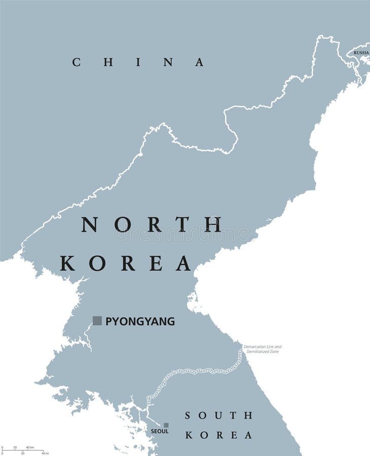 Mappa politica della Corea del Nord illustrazione di stock